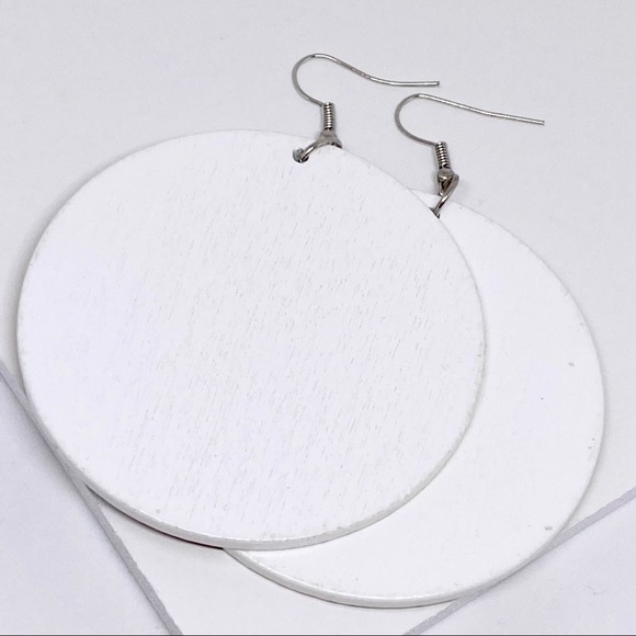 2/$25๐ Yellow Painted African Art Wooden Earrings - Picture 3 of 8